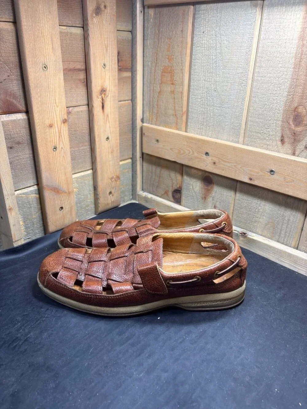 Sperry Top-Sider 0579078 Brown Woven Leather Loafer Sandals Mens Size US 11